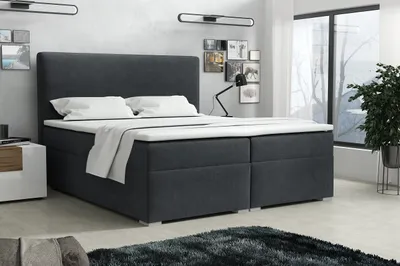 Produktbild von Deine Möbel 24 Boxspringbett BASIC 160x200 cm Anthrazit Graphit Komplettbett inkl Taschenfederkernmatratzen 7 Zonen H4 Polsterbett Ehebet Topper