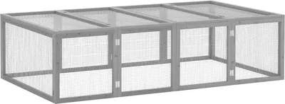 Produktbild von Kleintierstall, Kleintiergehege, Freigehege, Kleintierkäfig mit Tür, Meerschweinchenstall, Freilaufgehege, Kleintierhaus aus Tannenholz, 181 x 100 x 48 cm, Grau