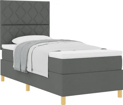 Zdjęcie produktu dla vidaXL Łóżko sprężynowe z materacem ciemnoszare 100 x 200 cm tkanina