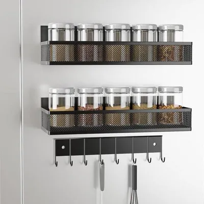 Obrázek produktu pro Magnetický třípatrový regál na bylinky, černý