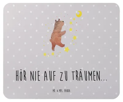 Produktbild von Mr. & Mrs. Panda Mouse Pad Bär Träume - Grau Pastell - Geschenk, Träumen, pc mousepad, mauspad, Teddy, Traumdeutung, Traum, laptop