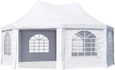 Produktbild von TOOLPORT Pagodenzelt Pavillon 6x6 m schnell & einfach zu montieren mit Fenstern - robuste PVC-Plane 700 weiß