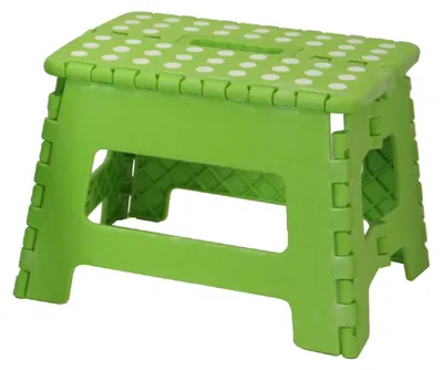 Image de Tabouret pliable vert en polypropylène, dimensions : 32 x 25 x 22 cm, assise : 29 x 22 cm