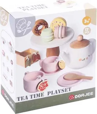 Immagine prodotto di Set da tè in legno - Servizio da tè giocattolo 17 pezzi per bambini