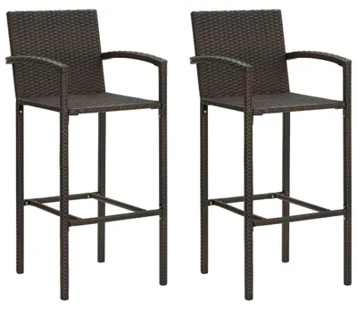 Produktbild von vidaXL Barhocker 2 Stk. Braun Poly Rattan