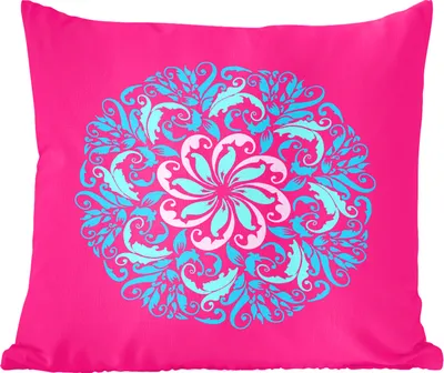 Produktbild von MuchoWow® Zierkissen Sofakissen Wohnzimmer Dekokissen 40x40 cm Mandala mit Blumen - Foto Kissen - Schlafzimmer Dekoration