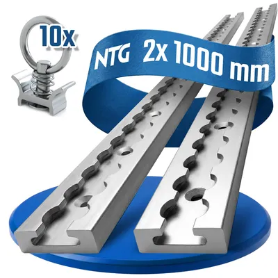 Produktbild von Airlineschiene Zurrschiene 2 x 1 m 1 Meter eckig m. Bohrung und 10 x Fitting Alu