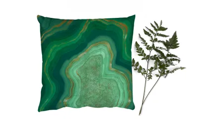 Produktbild von MuchoWow® Zierkissen Sofakissen Wohnzimmer Dekokissen 40x40 cm Gold - Achat - Marmor - Edelstein - Foto Kissen - Schlafzimmer Dekoration