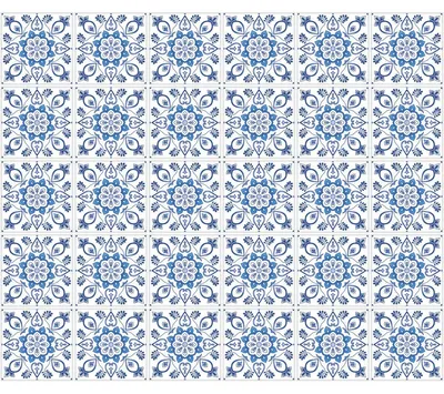 Produktbild von Selbstklebende Fliesenaufkleber für Küche und Bad – 30 Delft Haarlem Zementfliesenaufkleber – 30 Aufkleber 15 x 15 cm