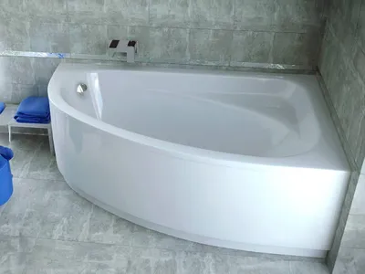 Image de Baignoire asymétrique - 140 x 80 cm - Droite - avec Habillage - Pieds - Vidage Chrome - CORNEA