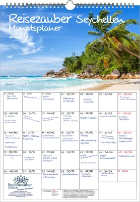 Produktbild von Reisezauber Seychellen Planer DIN A3 Kalender für 2026 Urlaub Reise Strand Meer - Seelenzauber