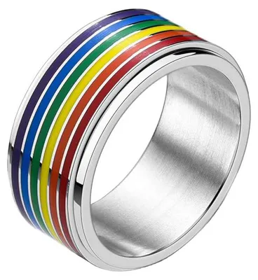 Produktbild von Drehring: Spinning Pride LGBT Ring aus Edelstahl „Regenbogen“ 64 (20.3 mm Ø)