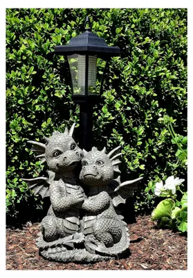 Produktbild von Drachenpaar mit Solarlaterne - Gartenfigur