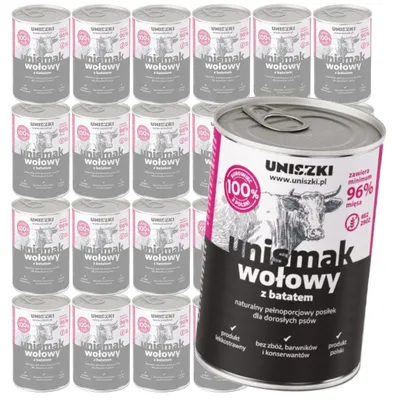 Zdjęcie produktu dla Uniszki Unismak 24x400g Bezzbożowa Mokra Karma Dla Psa Z Wołowiną I Batatem