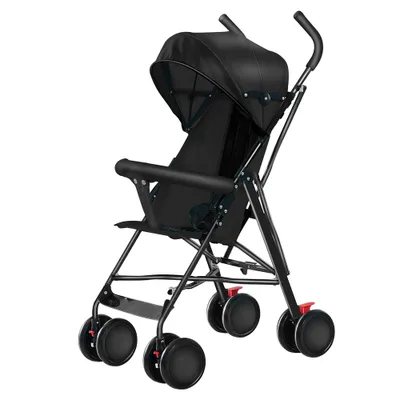 Produktbild von Kinderwagen Buggy Klein Zusammenklappbar Buggy Kinderbuggy Sportwagen mit 4 Räder Inkl.Moskitonetz und Sonnenverdeck Schwarz