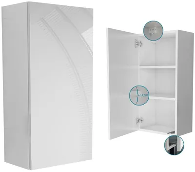 Zdjęcie produktu dla wisząca szafka łazienkowa 40x80 do łazienki biały mat + połysk