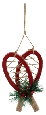 Produktbild von Weihnachtsmotiv: rote Holzschneeschuhe, 18 cm