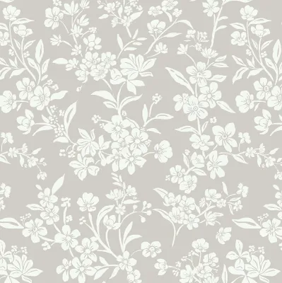 Imagen del producto de Papel tapiz autoadhesivo con estampado floral, 44 cm x 3 m, color beige grisáceo, para paredes