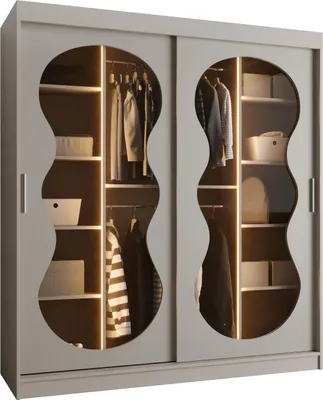 Produktbild von MEBLE KRYSPOL Kleiderschrank mit Glas 180 x 200 x 62 cm BAHRAJN 3, Kaschmir