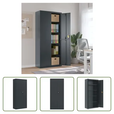 Immagine prodotto di The Living Store schedario antracite 90x40x200 cm in acciaio