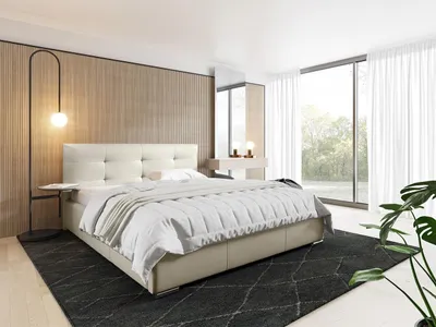 Obrázek produktu pro Čalouněná manželská postel 180x200 YADRA - béžová