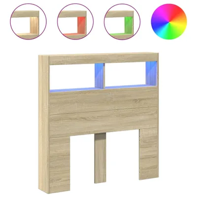 Produktbild von vidaXL LED-Kopfteil mit Ablagen Sonoma-Eiche 100x17x102 cm