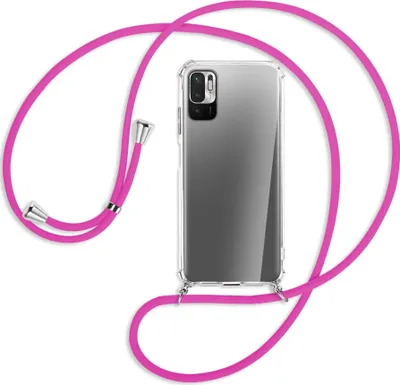 Produktbild von Handykette Backcover-Schutzhülle mit Band (Metall silberfarben) für Xiaomi Redmi Note 10 5G - hot pink