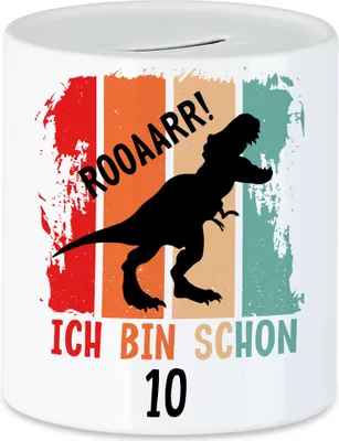 Produktbild von Roooaarr Ich Bin 10 Spardose Dinosaurier Dino T-Rex Geburtstagskind Geschenkidee