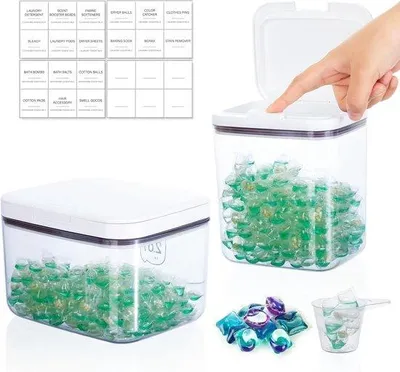 Productafbeelding van Opbergboxen set - 2 transparante plastic containers met deksel