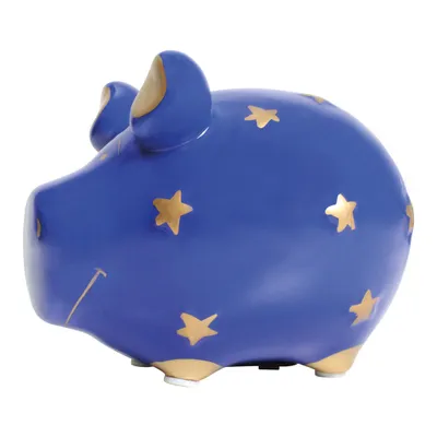 Produktbild von KCG Sparschwein Company Sparschwein Sterne aus Keramik, Blau/Gold (B/H/T) 12x9x9cm Kleinschwein
