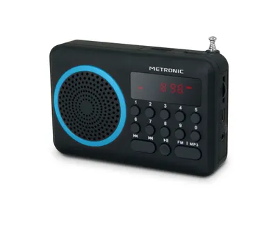 Obrázek produktu pro Přenosné FM rádio Metronic, přehrávání MP3, USB, provoz na baterie 477203