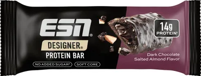 Produktbild von ESN Designer Bar Dark Chocolate Salted Almond Proteinriegel 12 x 45g (540g)