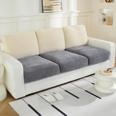Produktbild von Chenille Sofaüberzüge für 3-Sitzer - Waschbar und Rutschfest, Dunkelgrau