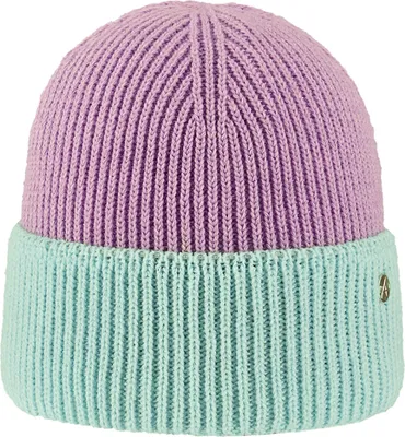 Areco Duotone zweifarbige Beanie Strickmütze mit Umschlag in lila
