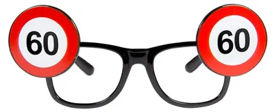 Produktbild von Geburtstagsbrille 60 Folat 24960 Verkehrsschild Spaß-Brille Party-Deko