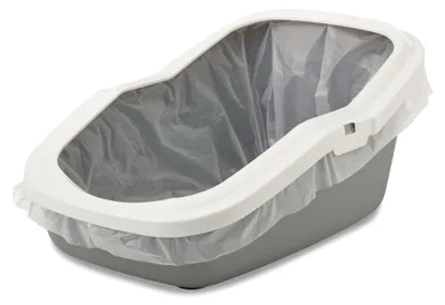 Produktbild von SAVIC ASEO Grau mit weißem Rand - offene Katzentoilette - 56x39x27 5 cm - 1 Stk.