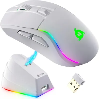 Produktbild von Gaming Maus mit RGB und Ladestation - Hochpräziser Sensor und langlebiger Akku - Bis zu 6000 DPI - Kabel- und Wireless Mouse für PC