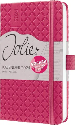 Image de sigel calendrier semainier Jolie 2024 en similicuir A6 rose