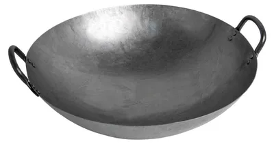 Produktbild von Wok PFANNE 40 cm 2 Henkel Durchmesser runder Boden (Gas) Gastronomie, AAF Nommel®
