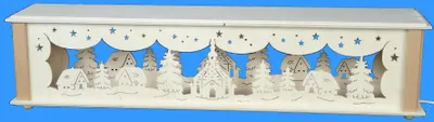 Produktbild von Schwibbogenerhöhung mit Seiffener Kirche Dorf und Beleuchtung BxHxT 52x10x10cm NEU