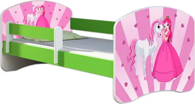 Produktbild von ACMA Jugendbett Kinderbett Junior-Bett Komplett-Set mit Matratze Lattenrost und Rausfallschutz Grün 08 Princess 180x80
