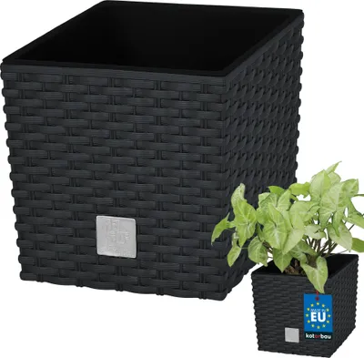 Produktbild von KOTARBAU® Blumentopf 170mm Set Übertopf mit Innentopf für Pflanzenzucht Anthrazit