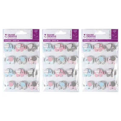 Produktbild von 36 3D-Aufkleber - Elefanten 4,3 cm