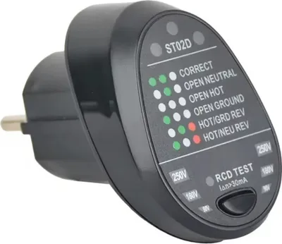 Produktbild von Steckdosentester | Kabelbelegungsprüfung | FI-Schutzschalter Test | von 90-250V | Robuste Bauweise