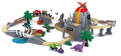 Image de HAPE - Circuit de train aventure dinosaures - 86 x 78,5 x 21,9 cm - Dès 3 ans