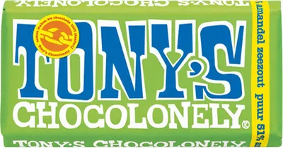 A close-up of a Tony's Chocolonely chocolate bar wrapper.
