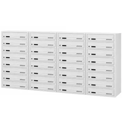 Productafbeelding van Brievenbus met 32 compartimenten, grijs RAL 7035, diepte 25 cm, wandmontage 2 sleutels