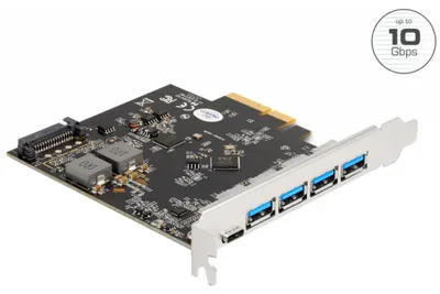 Produktbild von DeLOCK PCI Express x4 Karte zu 1 x USB Type-C + 4 x USB Typ-A