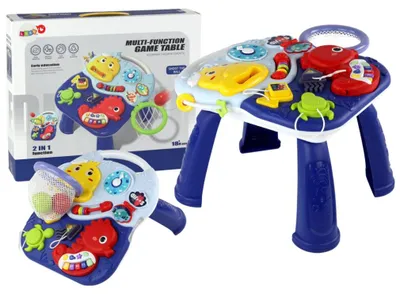 Produktbild von Lean Toys Lerntisch 2In1 Meerestiere Klavieruhr Korb Bälle