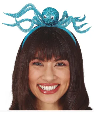 Produktbild von Blauer Oktopus Haarreif mit Glitzer als Kostümzubehör für Karneval